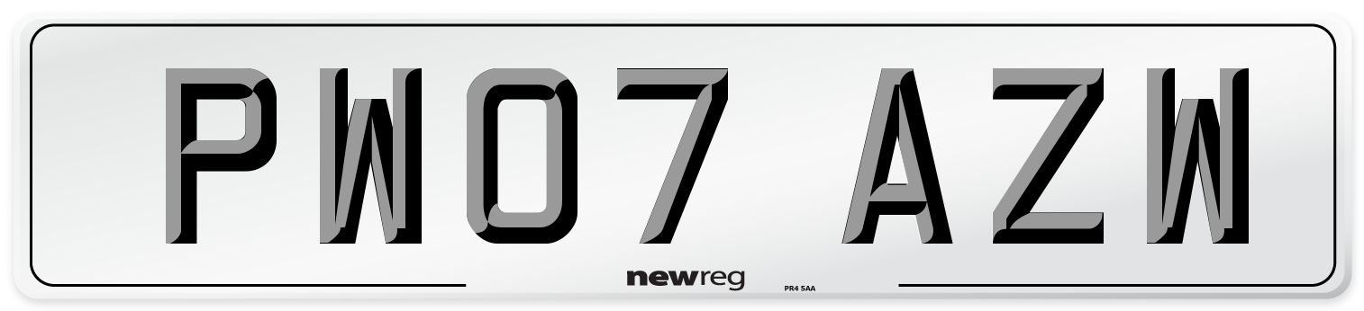 PW07 AZW Number Plate from New Reg